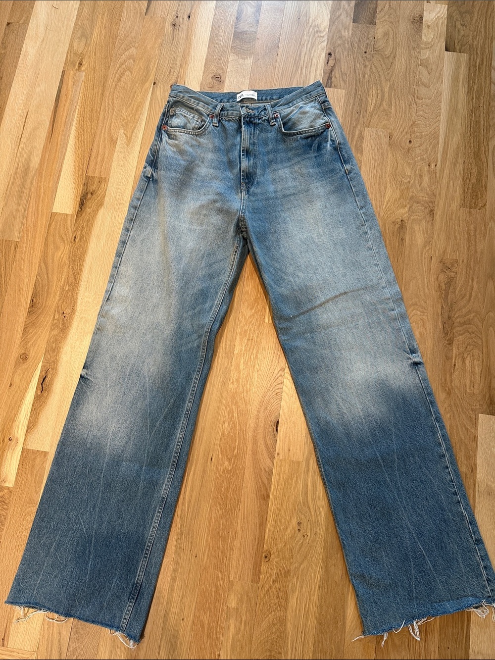 Zara Women's Light Blue Relaxed Wide-Leg Jeans